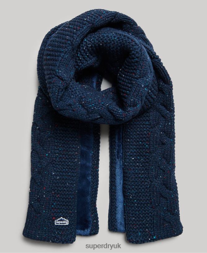 Cable Knit Scarf Women Navy Accessories Superdry 66N8N4251