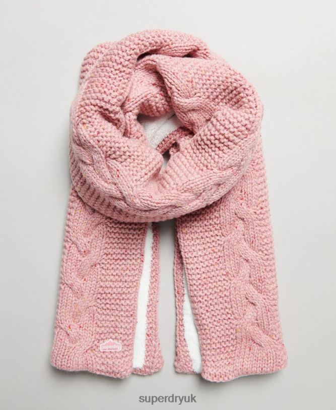 Cable Knit Scarf Women Pink Accessories Superdry 66N8N4252
