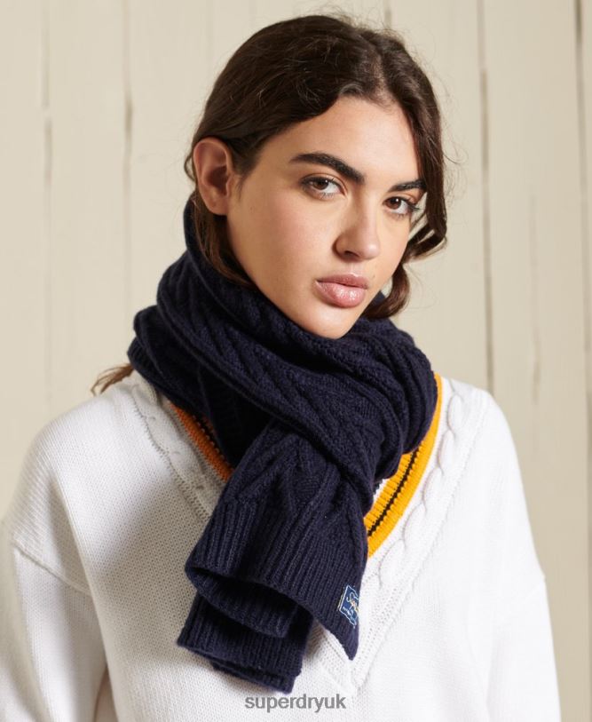 Cable Lux Scarf Women Navy Accessories Superdry 66N8N4304