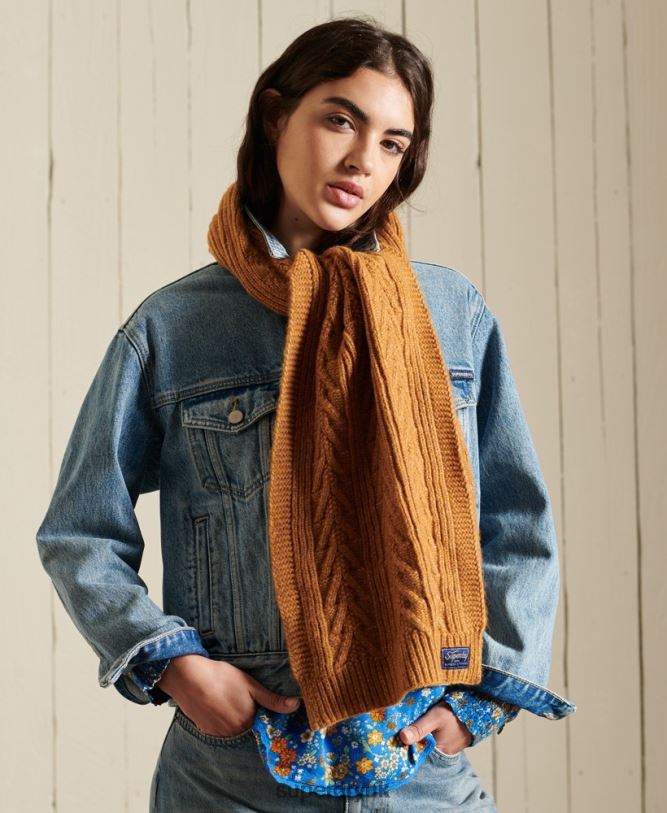 Cable Lux Scarf Women Yellow Accessories Superdry 66N8N4303