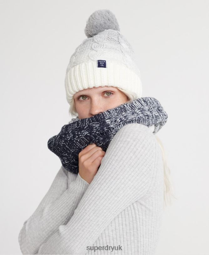 Clarrie Cable Snood Women Blue Accessories Superdry 66N8N4332