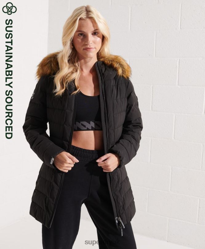 Arctic Tall Puffer Coat Women Black Clothing Superdry 66N8N3647
