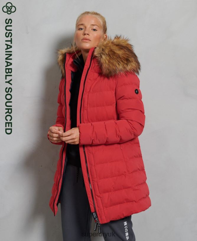 Arctic Tall Puffer Coat Women Red Clothing Superdry 66N8N5714