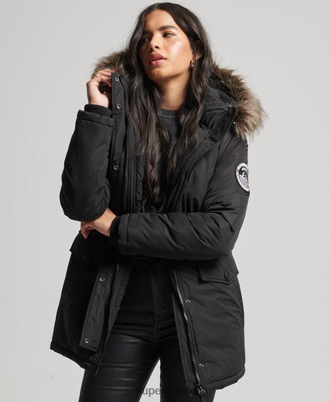Ashley Everest Parka Coat Women Black Clothing Superdry 66N8N5415