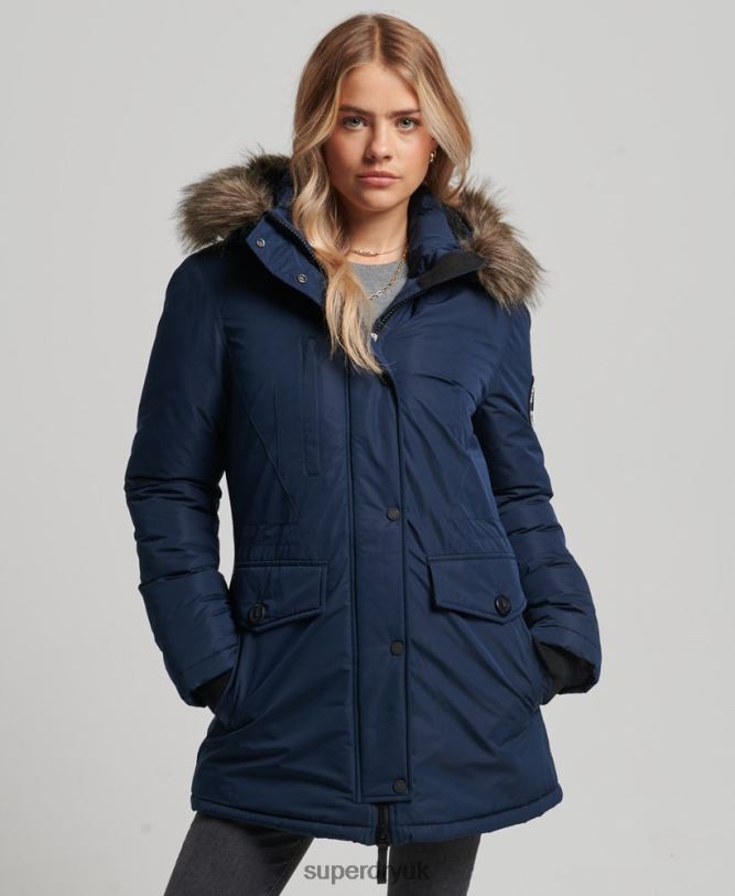 Ashley Everest Parka Coat Women Navy Clothing Superdry 66N8N5443