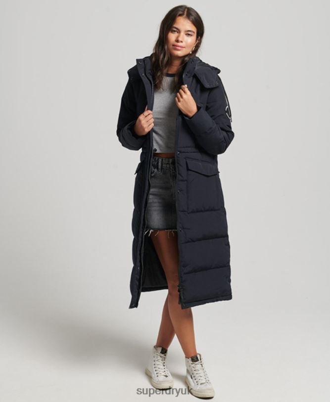 Everest Longline Puffer Coat Women Dark Grey Clothing Superdry 66N8N3588