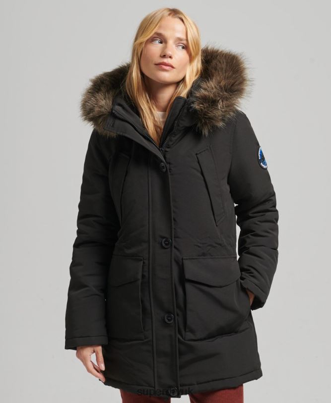 Everest Parka Coat Women Dark Grey Clothing Superdry 66N8N3780