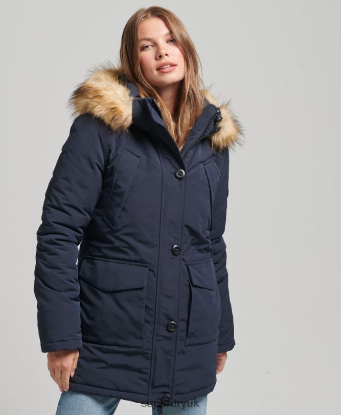 Everest Parka Coat Women Navy Clothing Superdry 66N8N5462