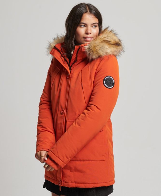 Everest Parka Coat Women Orange Clothing Superdry 66N8N3684