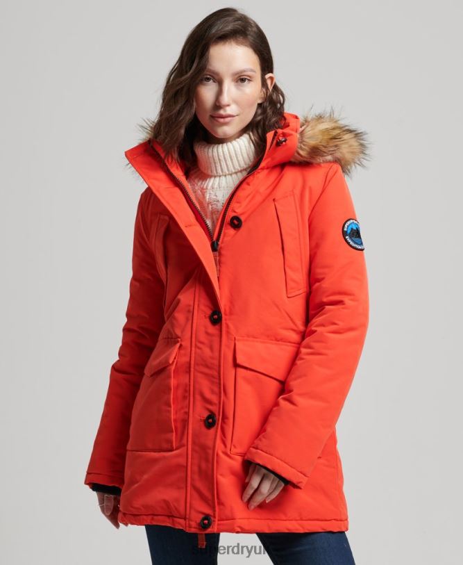 Everest Parka Coat Women Orange Clothing Superdry 66N8N3785
