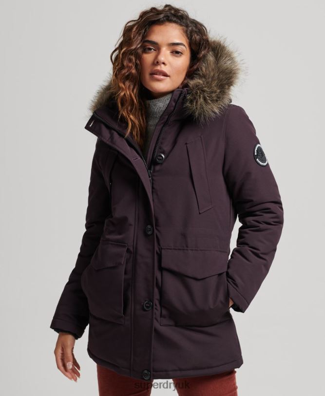 Everest Parka Coat Women Purple Clothing Superdry 66N8N3786