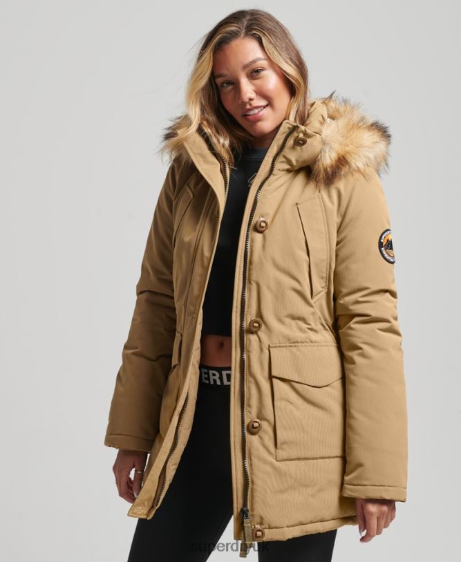 Everest Parka Coat Women Tan Clothing Superdry 66N8N5700