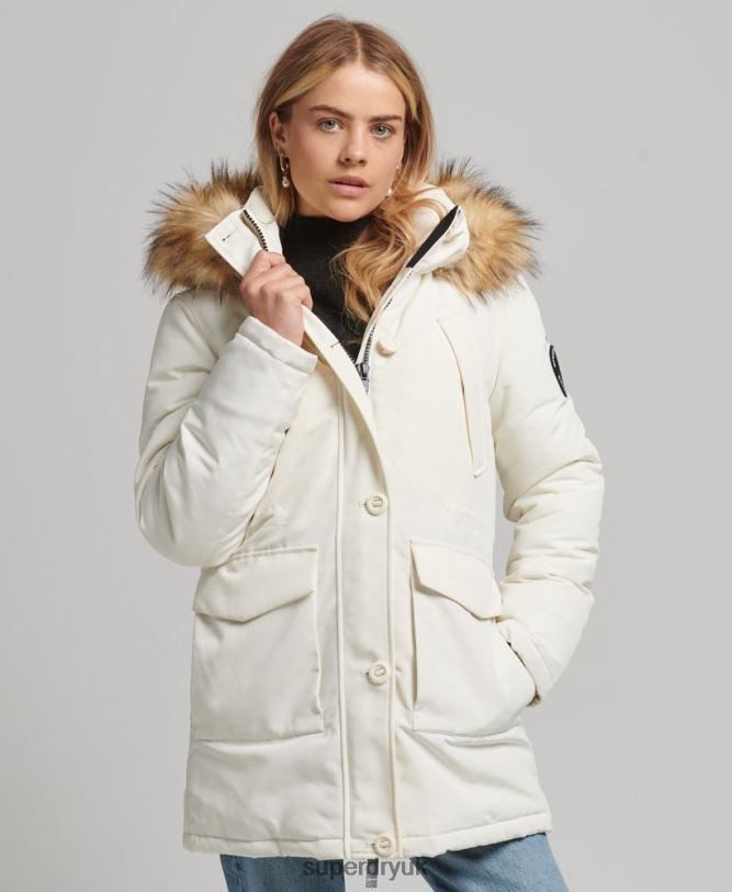 Everest Parka Coat Women White Clothing Superdry 66N8N3604