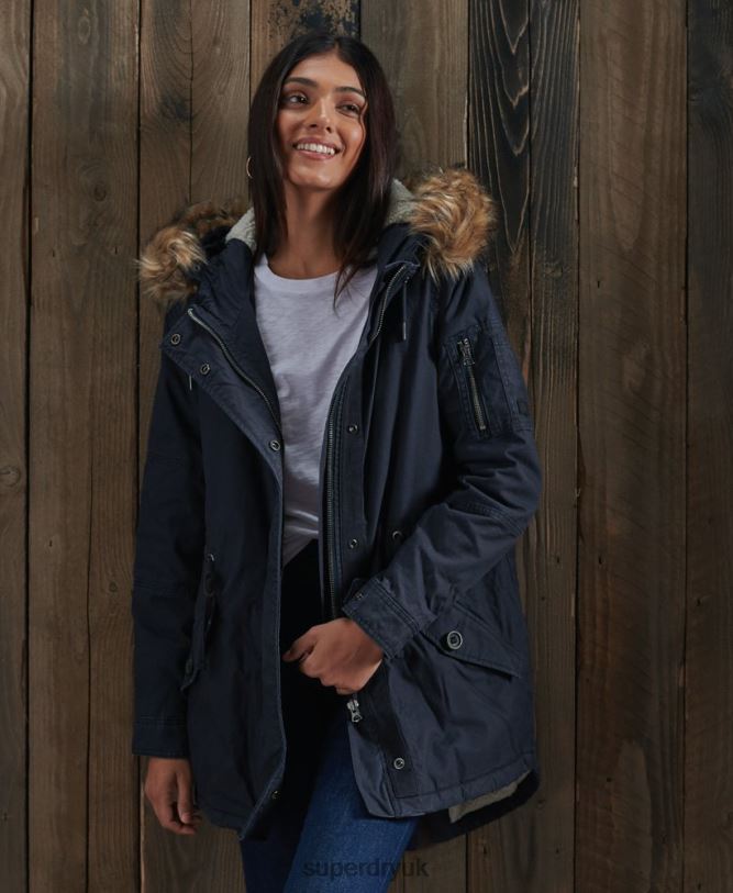 Field Parka Coat Women Navy Clothing Superdry 66N8N5624