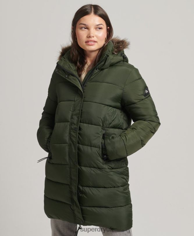 Hooded Mid Layer Mid Coat Women Green Clothing Superdry 66N8N5633