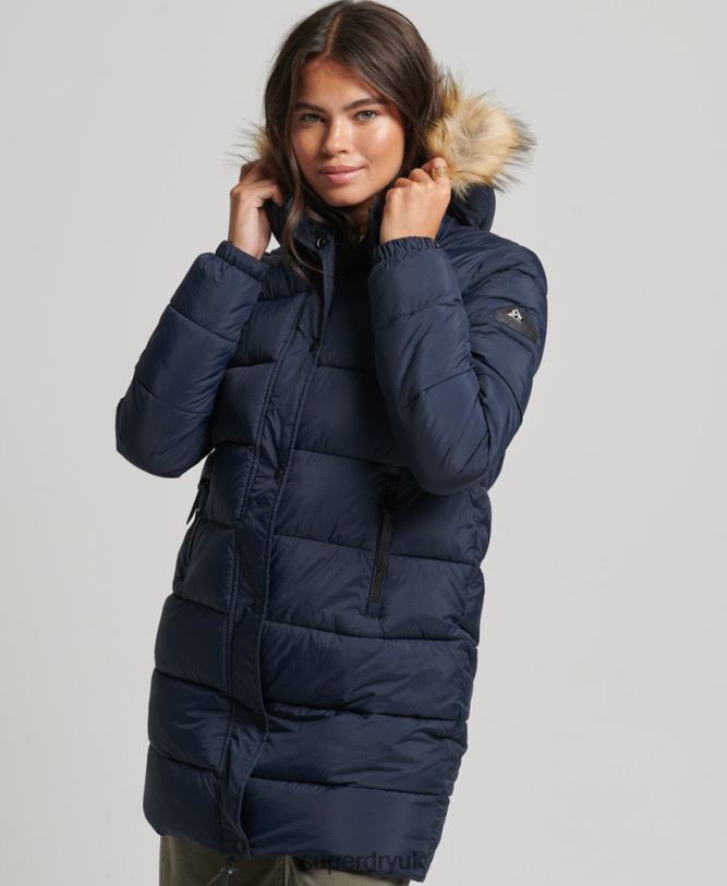 Hooded Mid Layer Mid Coat Women Navy Clothing Superdry 66N8N5669