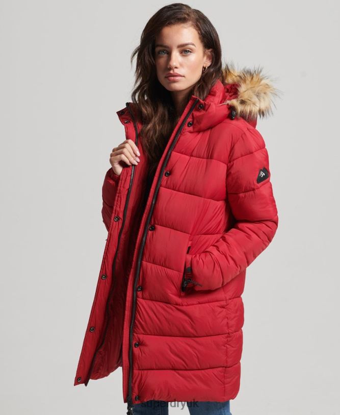 Hooded Mid Layer Mid Coat Women Red Clothing Superdry 66N8N3668