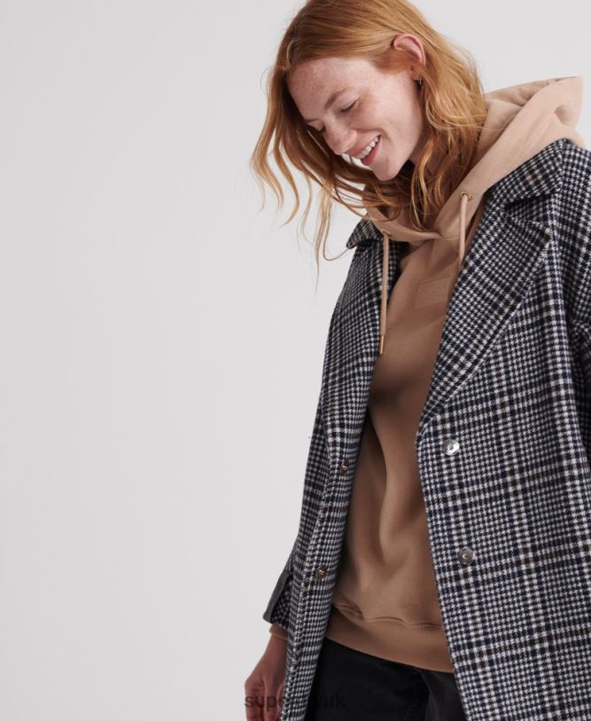 Koben Wool Coat Women Black Clothing Superdry 66N8N3858