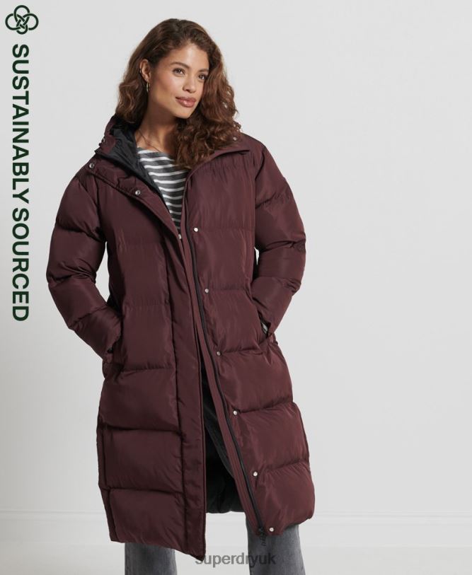 Longline Duvet Coat Women Red Clothing Superdry 66N8N3707