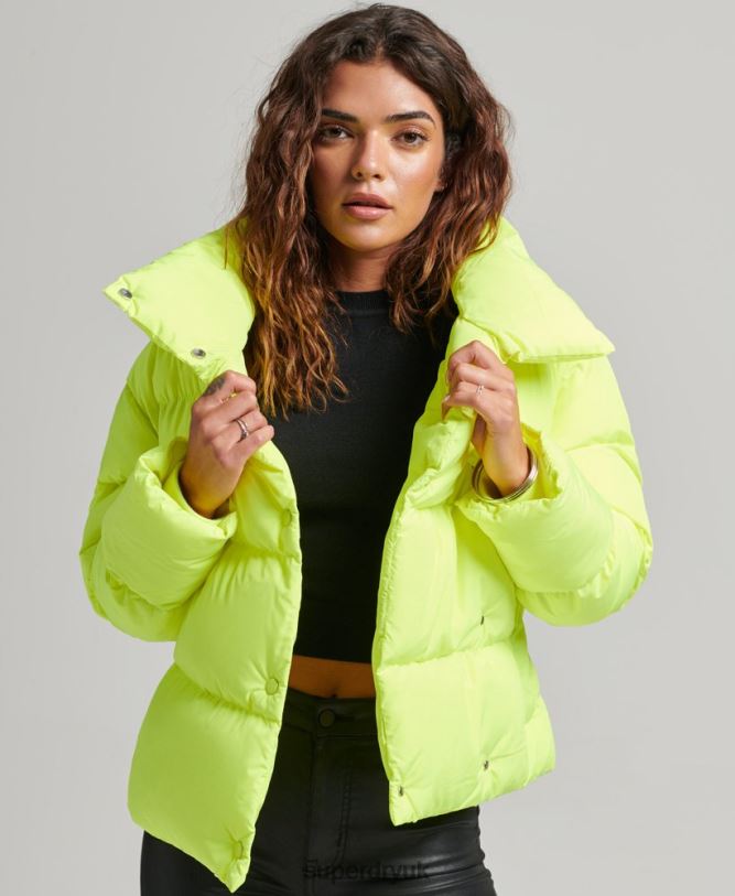 Short Puffer Coat Women Green Clothing Superdry 66N8N5498
