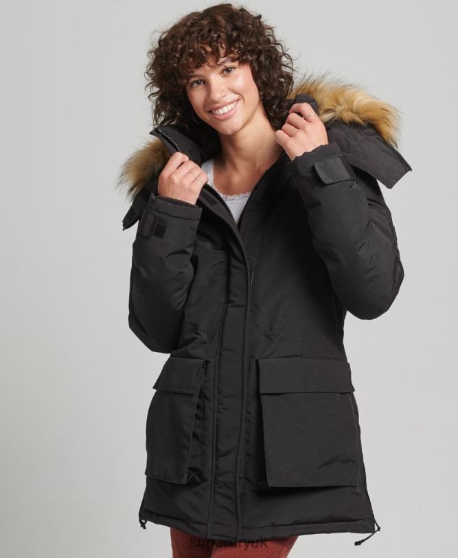 XPD Everest Parka Coat Women Black Clothing Superdry 66N8N3740