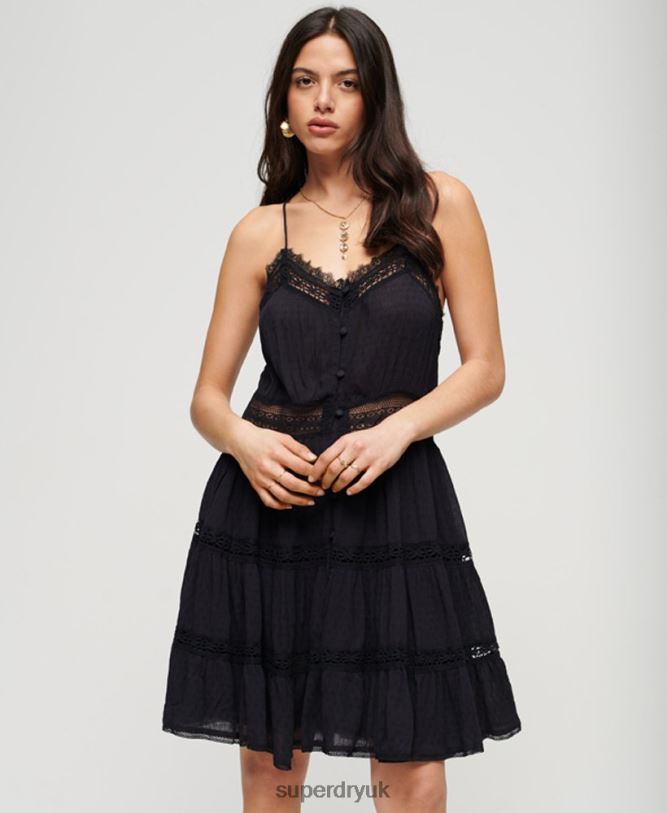 Alana Cami Dress Women Black Clothing Superdry 66N8N2398