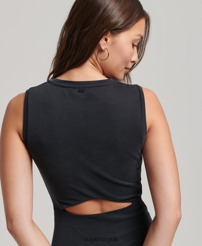 Back Detail Jersey Midi Dress Women Black Clothing Superdry 66N8N2518