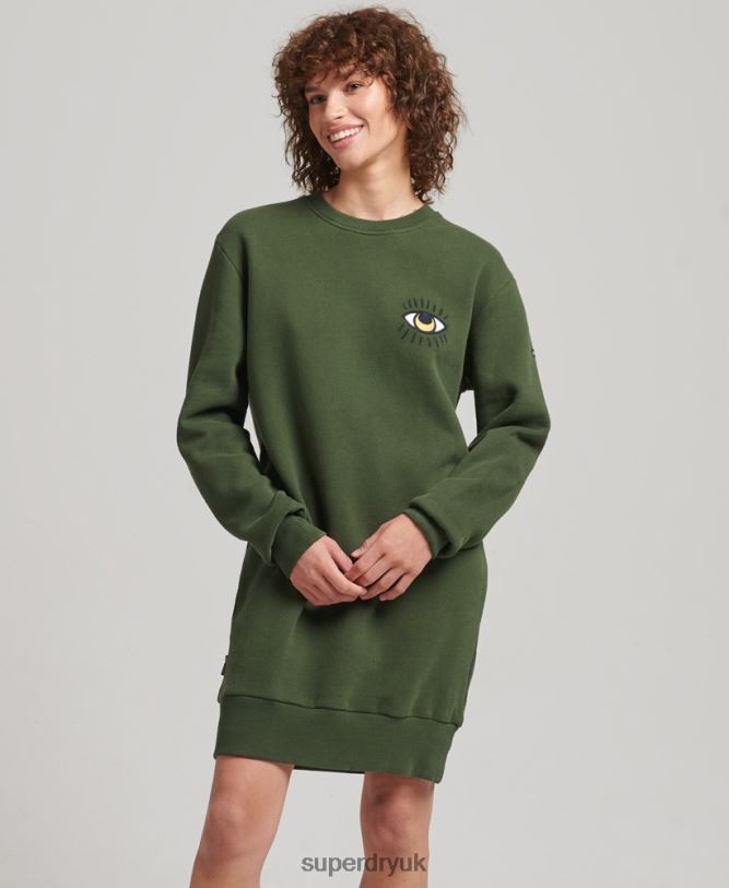 Nomadic Folk Sweatshirt Dress Women Green Clothing Superdry 66N8N2534