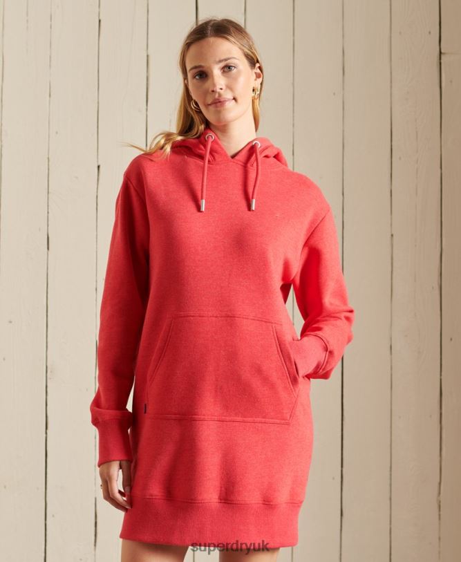 Vintage Logo Embroidered Hoodie Dress Women Red Clothing Superdry 66N8N2540