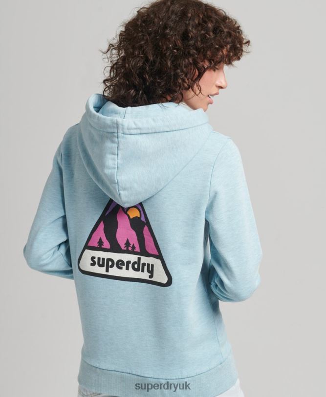 90s Terrain Graphic Hoodie Women Light Blue Clothing Superdry 66N8N5907