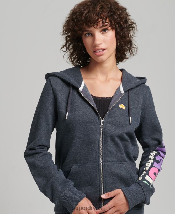 90s Terrain Zip Hoodie Women Navy Clothing Superdry 66N8N6058