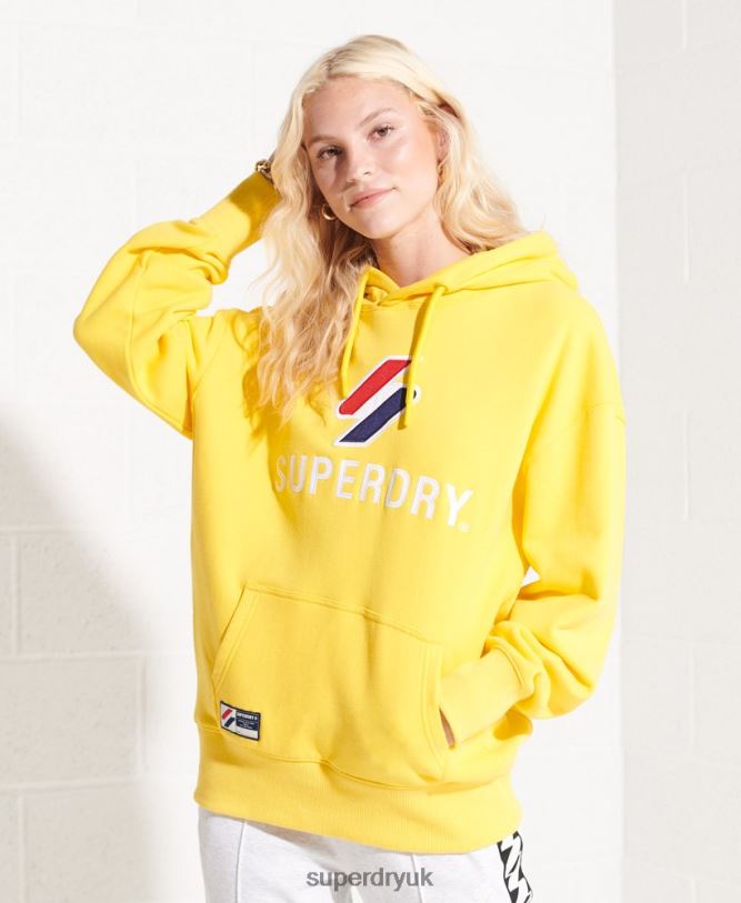 Applique Oversized Hoodie Women Yellow Clothing Superdry 66N8N5992