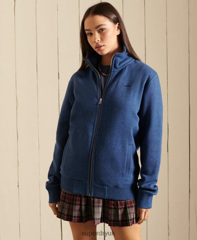 Loose Fit Vintage Logo Embroidered Zip Track Top Women Blue Clothing Superdry 66N8N6159
