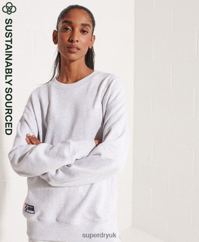Organic Cotton Essential Crew Sweatshirt Women Light Grey Clothing Superdry 66N8N5821