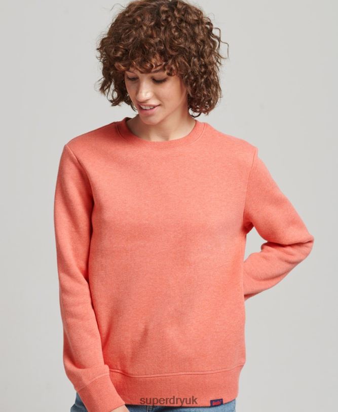 Organic Cotton Essential Logo Crew Sweatshirt Women Coral Clothing Superdry 66N8N5866