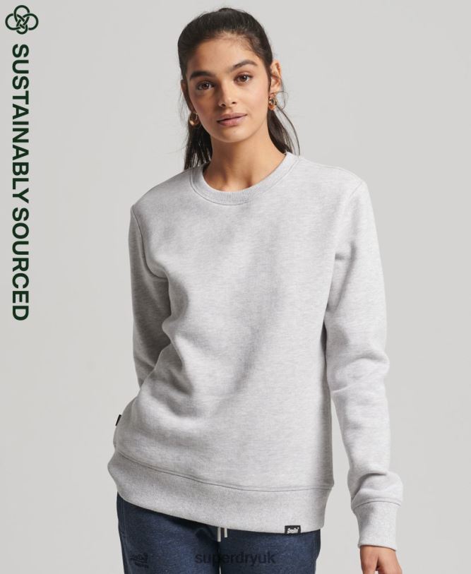 Organic Cotton Vintage Crew Sweatshirt Women Light Grey Clothing Superdry 66N8N5758