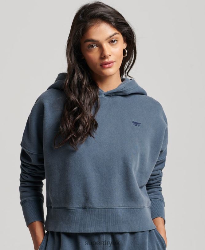 Wash Crop Hoodie Women Navy Clothing Superdry 66N8N3311