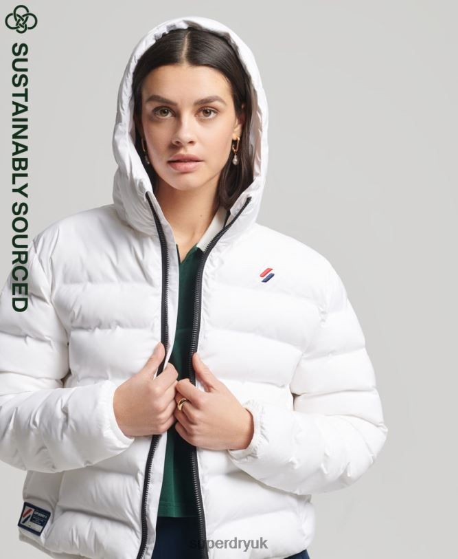 All Seasons Padded Jacket Women White Clothing Superdry 66N8N5603