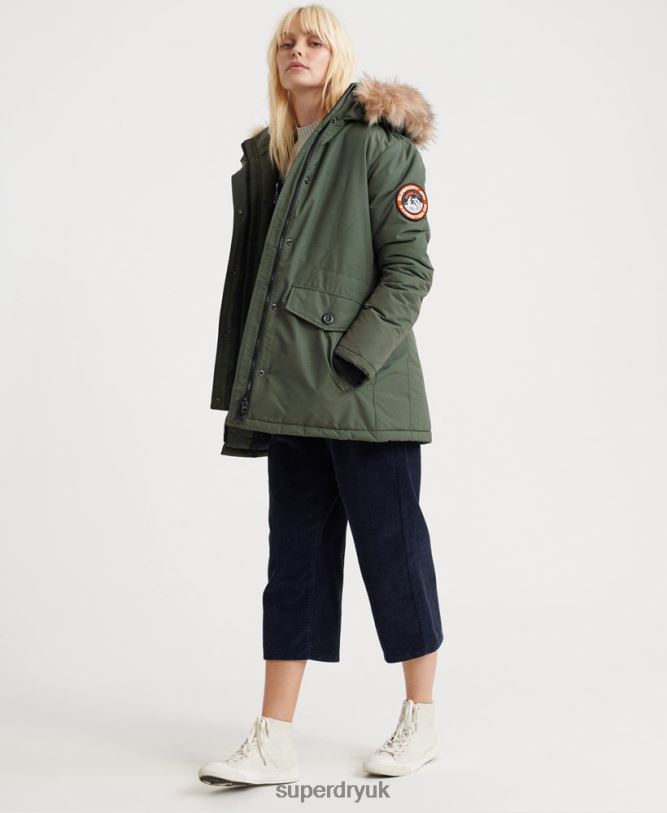 Ashley Everest Parka Jacket Women Green Clothing Superdry 66N8N5716