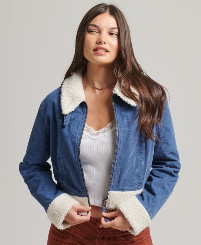 Borg Lined Indie Jacket Women Blue Clothing Superdry 66N8N5557