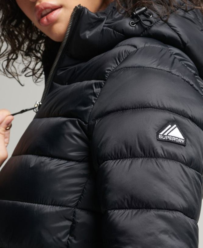 Classic Fuji Puffer Jacket Women Black Clothing Superdry 66N8N3794