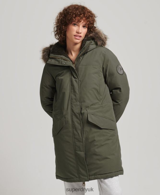 Down Everest Parka Women Khaki Clothing Superdry 66N8N3599