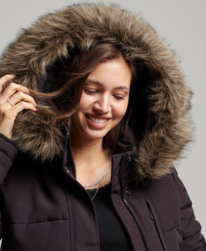 Everest Hooded Puffer Bomber Jacket Women Purple Clothing Superdry 66N8N3796