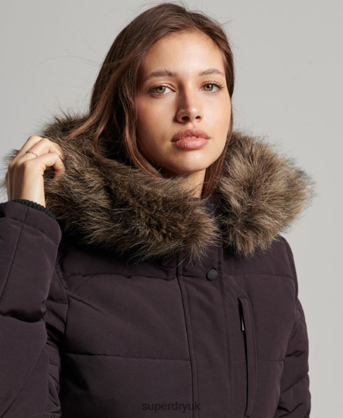 Everest Hooded Puffer Bomber Jacket Women Purple Clothing Superdry 66N8N3796