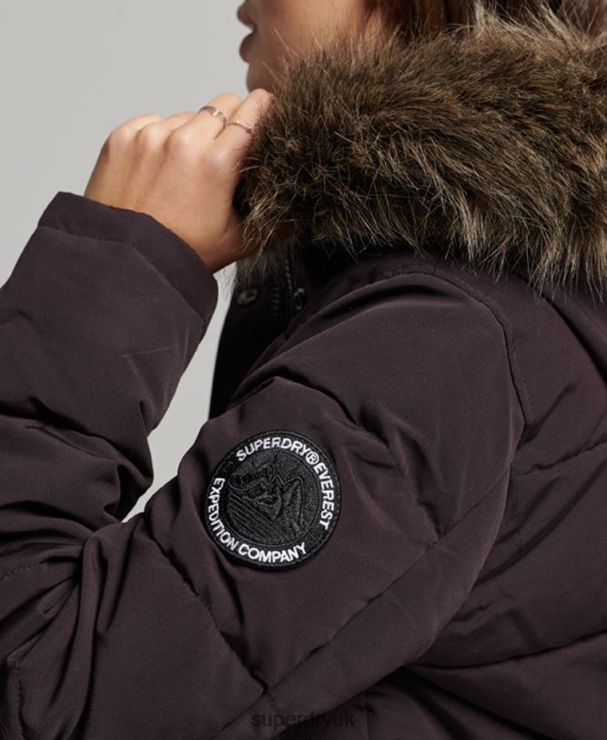 Everest Hooded Puffer Bomber Jacket Women Purple Clothing Superdry 66N8N3796