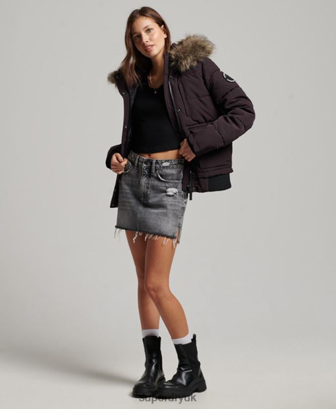 Everest Hooded Puffer Bomber Jacket Women Purple Clothing Superdry 66N8N3796