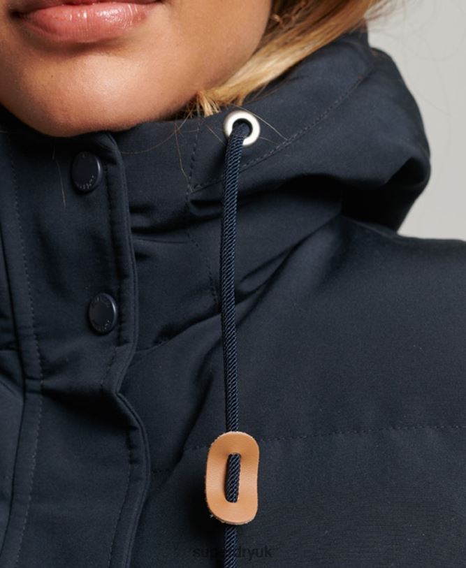 Everest Hooded Puffer Gilet Women Navy Clothing Superdry 66N8N3805