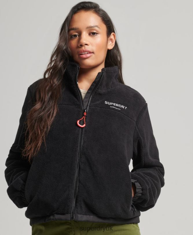 Fleece Trekker Jacket Women Black Clothing Superdry 66N8N3782