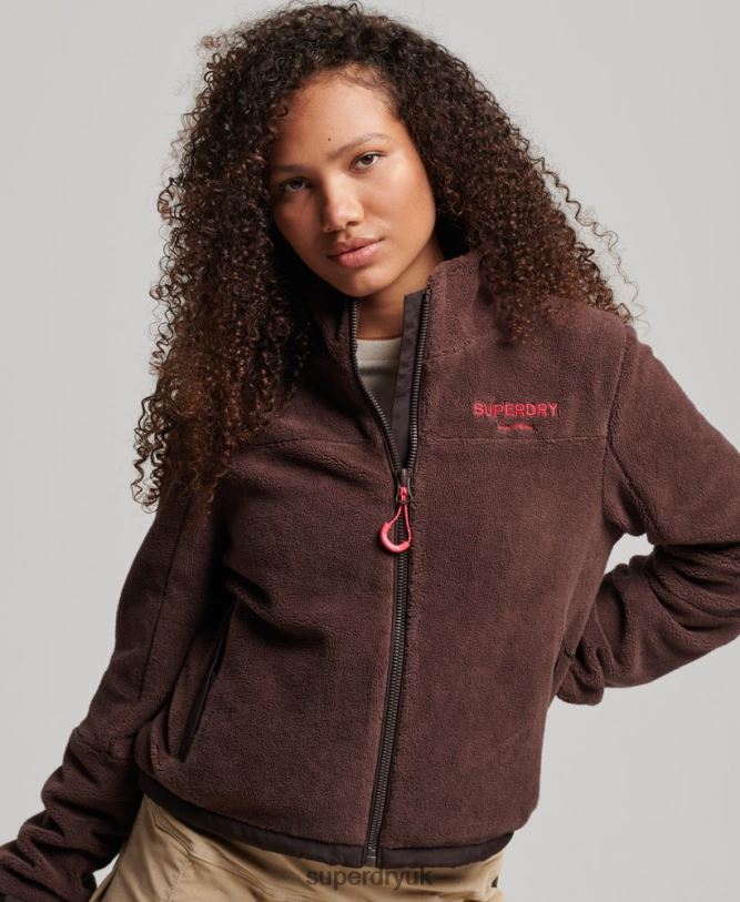 Fleece Trekker Jacket Women Brown Clothing Superdry 66N8N3559