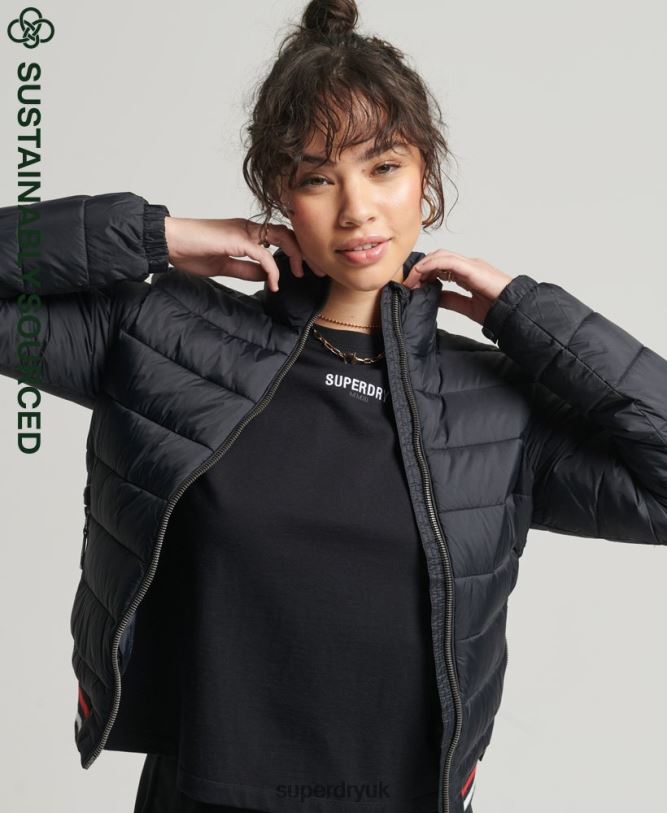 Fuji Bomber Jacket Women Black Clothing Superdry 66N8N5675